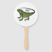 Iguana cartoon illustratie handwaaier (Achterkant)