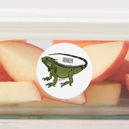 Iguana cartoon illustratie labels (Aangebracht)