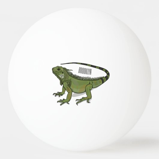 Iguana cartoon illustratie pingpongbal (Voorkant)