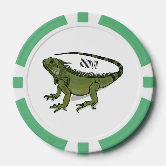 Iguana cartoon illustratie poker chips (Voorkant)