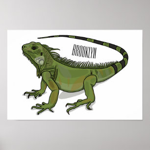 Iguana cartoon illustratie poster