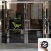 Iguana cartoon illustratie raamsticker (Kantoordeur)