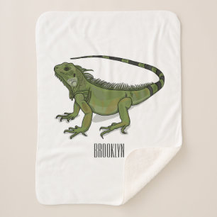 Iguana cartoon illustratie sherpa deken
