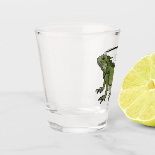 Iguana cartoon illustratie shot glas (Links)