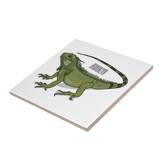 Iguana cartoon illustratie tegeltje (Zijkant)