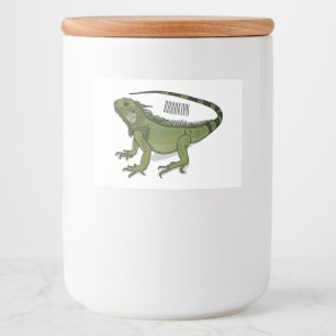 Iguana cartoon illustratie voedselcontainer etiket