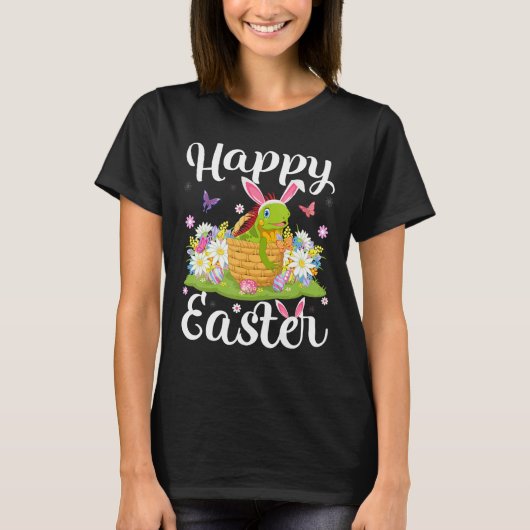 Iguana Easter Egg Hunting Floral Iguana Easter Sun T-shirt (Voorkant)