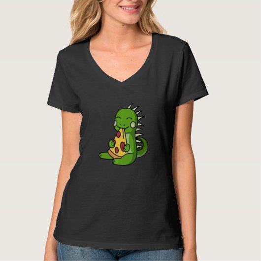 Iguana Eating Pizza Pet   T-shirt (Voorkant)