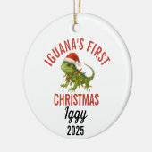 Iguana Eerste Kerstmis 2025 Keramisch Ornament (Links)
