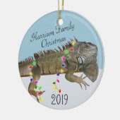 Iguana Familie Fotokerstversiering Keramisch Ornament (Links)