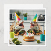 Iguana feestbeesten, reptielenverjaardag kaart (Voorkant / Achterkant)