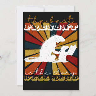 Iguana Graphic Christmas Gift voor boekenliefhebbe Kaart