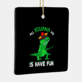 Iguana heeft plezier keramisch ornament (Rechts)