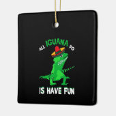 Iguana heeft plezier keramisch ornament (Links)