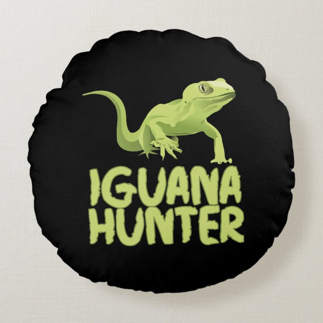 Iguana Hunter - Funny Iguana Reptile Lizard Pet Rond Kussen (Voorkant)