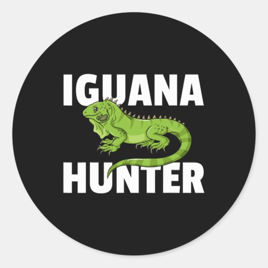 Iguana Hunter Reptile Lizard Hunting Ronde Sticker (Voorkant)