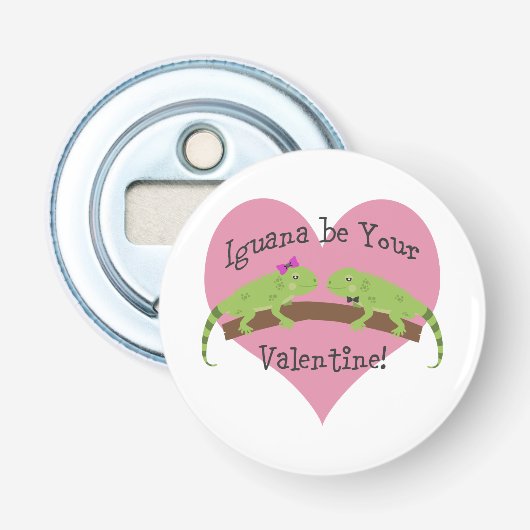 Iguana is je Valentijn Button Flesopener (Voorkant)