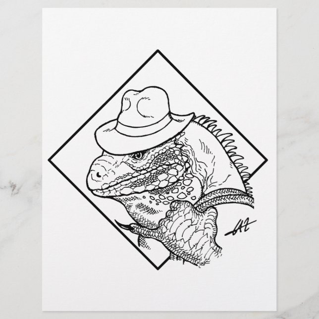 Iguana Jones - Kleurplaat. (Voorkant)