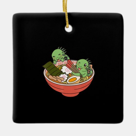 Iguana Kawaii Ramen Funny Pet Gift Keramisch Ornament (Voorkant)