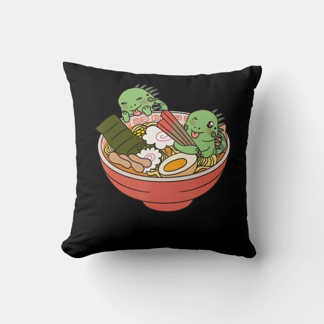 Iguana Kawaii Ramen Funny Pet Gift Kussen (Voorkant)