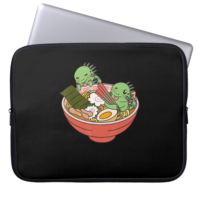 Iguana Kawaii Ramen Funny Pet Gift Laptop Sleeve (Voorkant)