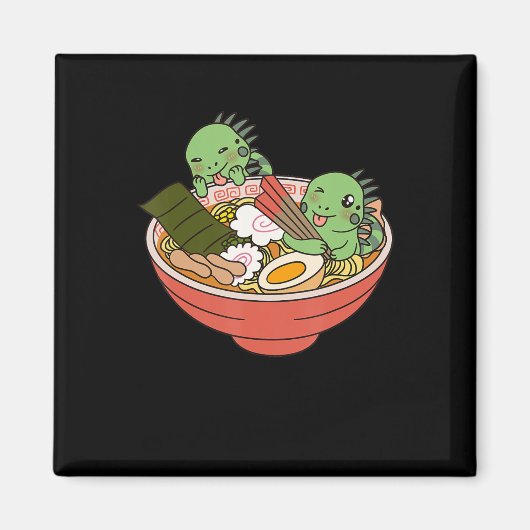 Iguana Kawaii Ramen Funny Pet Gift Magneet (Voorkant)