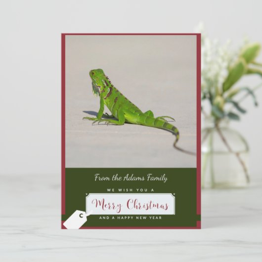 Iguana Kerst Kaart (Staand voorkant)