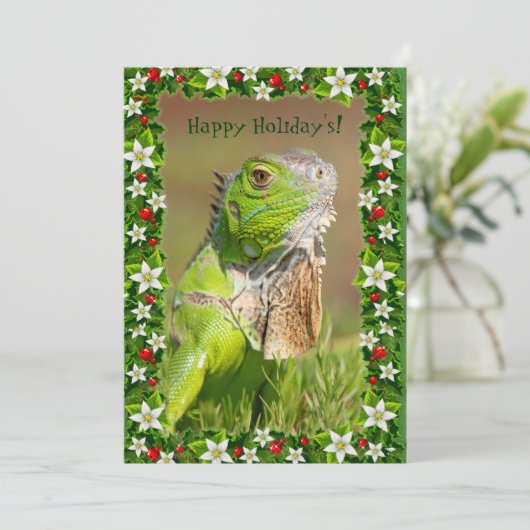 Iguana Kerst Kaart (Staand voorkant)
