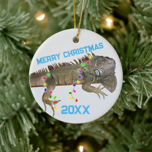 Iguana-kerstfotosjabloon Exotic Pets Keramisch Ornament (Boom)