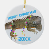 Iguana-kerstfotosjabloon Exotic Pets Keramisch Ornament (Voorkant)