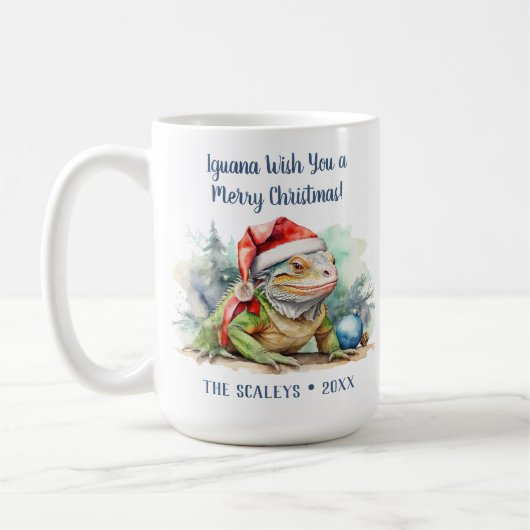Iguana Kerstmis Koffiemok (Links)