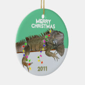 Iguana kerstversiering met jaar Sjabloon Keramisch Ornament (Rechts)