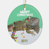 Iguana kerstversiering met jaar Sjabloon Keramisch Ornament (Links)