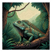 Iguana lizard among a tropical jungle setting perfect poster (Voorkant)