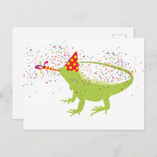 Iguana Lizard Partdens Animals met een partij Feestdagenkaart (Voorkant / Achterkant)