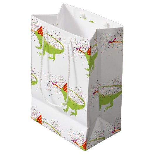 Iguana Lizard Partdens Animals met een partij Medium Cadeauzakje (Voorkant Gekanteld)