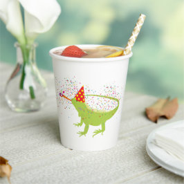 Iguana Lizard Partdens Animals met een partij Papieren Bekers