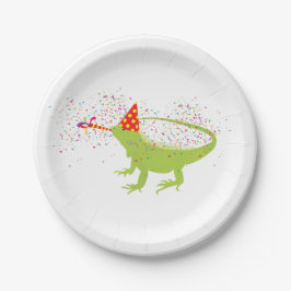 Iguana Lizard Partdens Animals met een partij Papieren Bordje