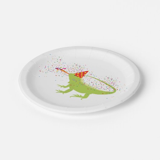 Iguana Lizard Partdens Animals met een partij Papieren Bordje (Gekanteld)