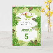 Iguana Lizard Partmals Birthday Kaart (Gele Bloem)