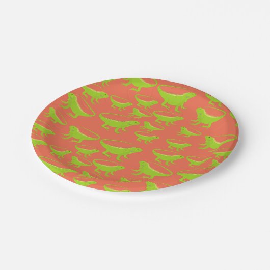 Iguana Lizard Pattern Papieren Bordje (Gekanteld)
