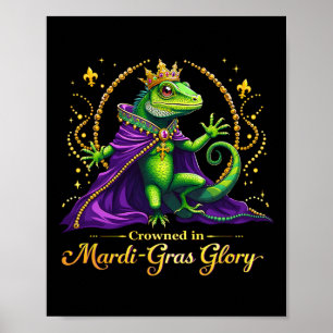 Iguana Mardi Gras 2025 Levendige Iguana Lover Vrou Poster