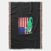 Iguana met Amerikaanse vlag Deken (Voorkant Verticaal)