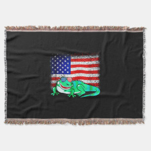 Iguana met Amerikaanse vlag Deken