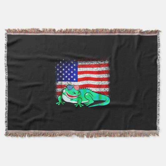 Iguana met Amerikaanse vlag Deken (Voorkant)