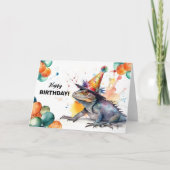 Iguana met ballonnen en Party Pet Happy Birthday Kaart (Voorkant)