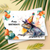 Iguana met ballonnen en Party Pet Happy Birthday Kaart