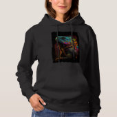 Iguana mountains sunset reptile lizard retro 70s v hoodie (Voorkant)