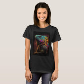 Iguana mountains sunset reptile lizard retro 70s v t-shirt (Voorkant volledig)
