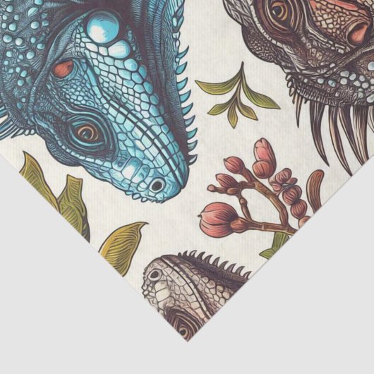  Iguana naadloos schilderen Tissuepapier (Detail)